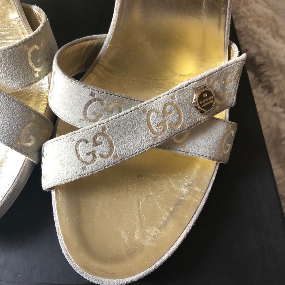 Gucci Suede GG Lam Sandals